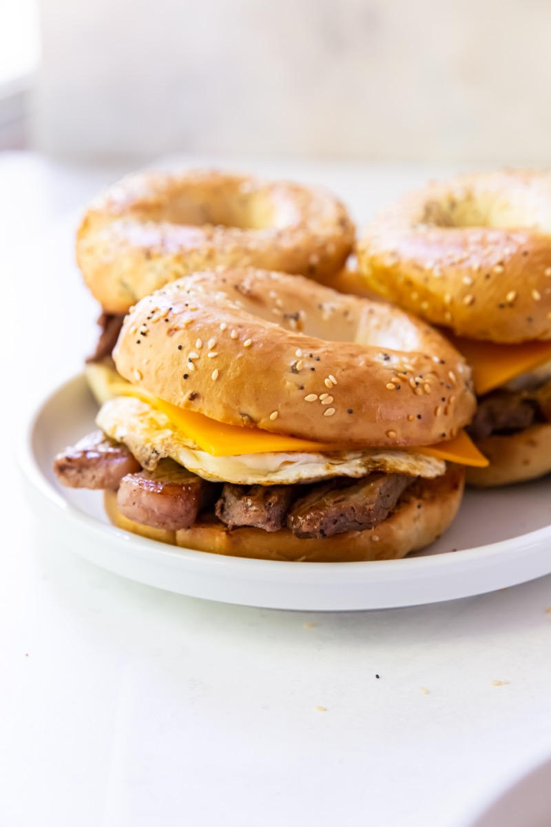 Blackstone Steak and Egg Bagel Sandwich Or Whatever You Do