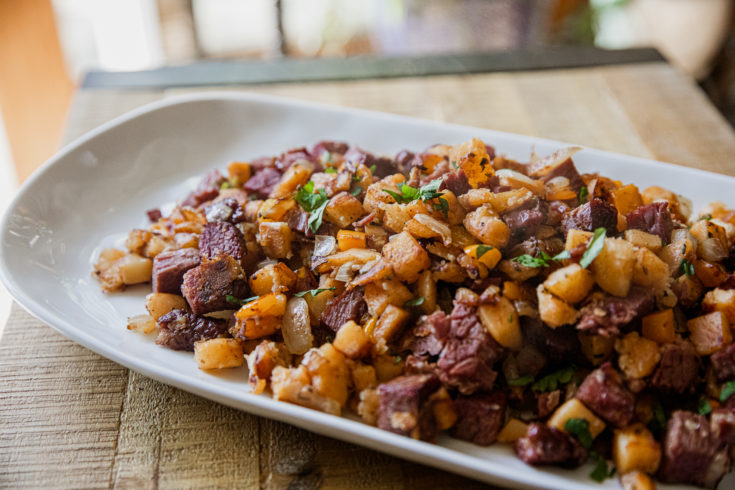 Smoked Corned Beef Hash on the Griddle