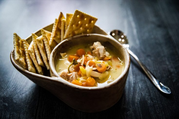 Smoked Lemon Chicken Orzo Soup