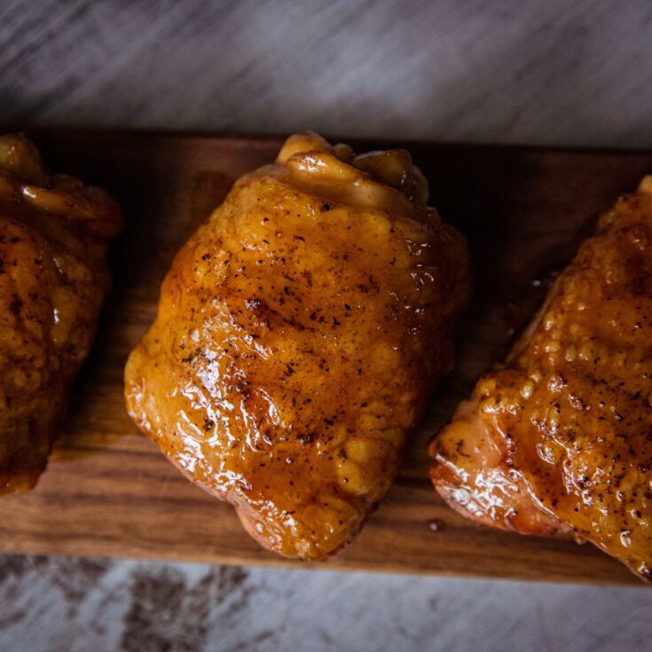 Spicy Chili Garlic Smoked Chicken Thighs