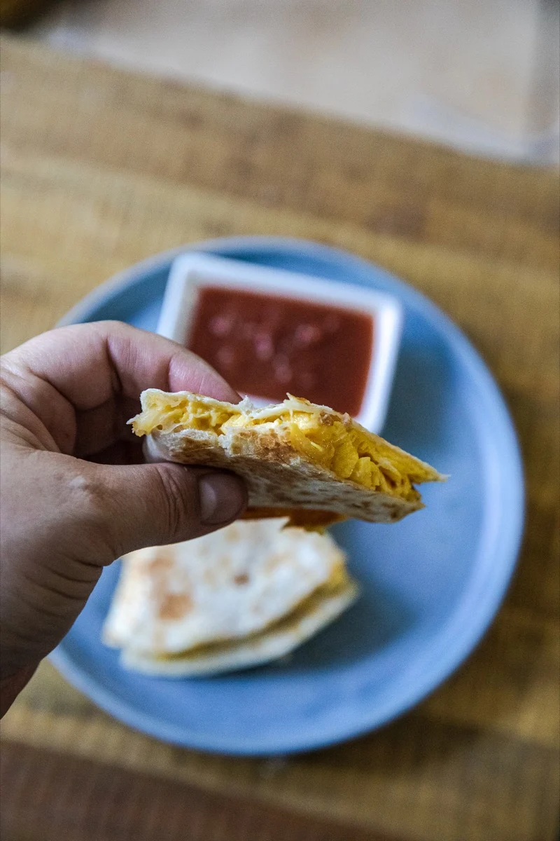 Breakfast Quesadillas with Andouille