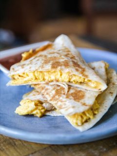 Breakfast Quesadillas with Andouille