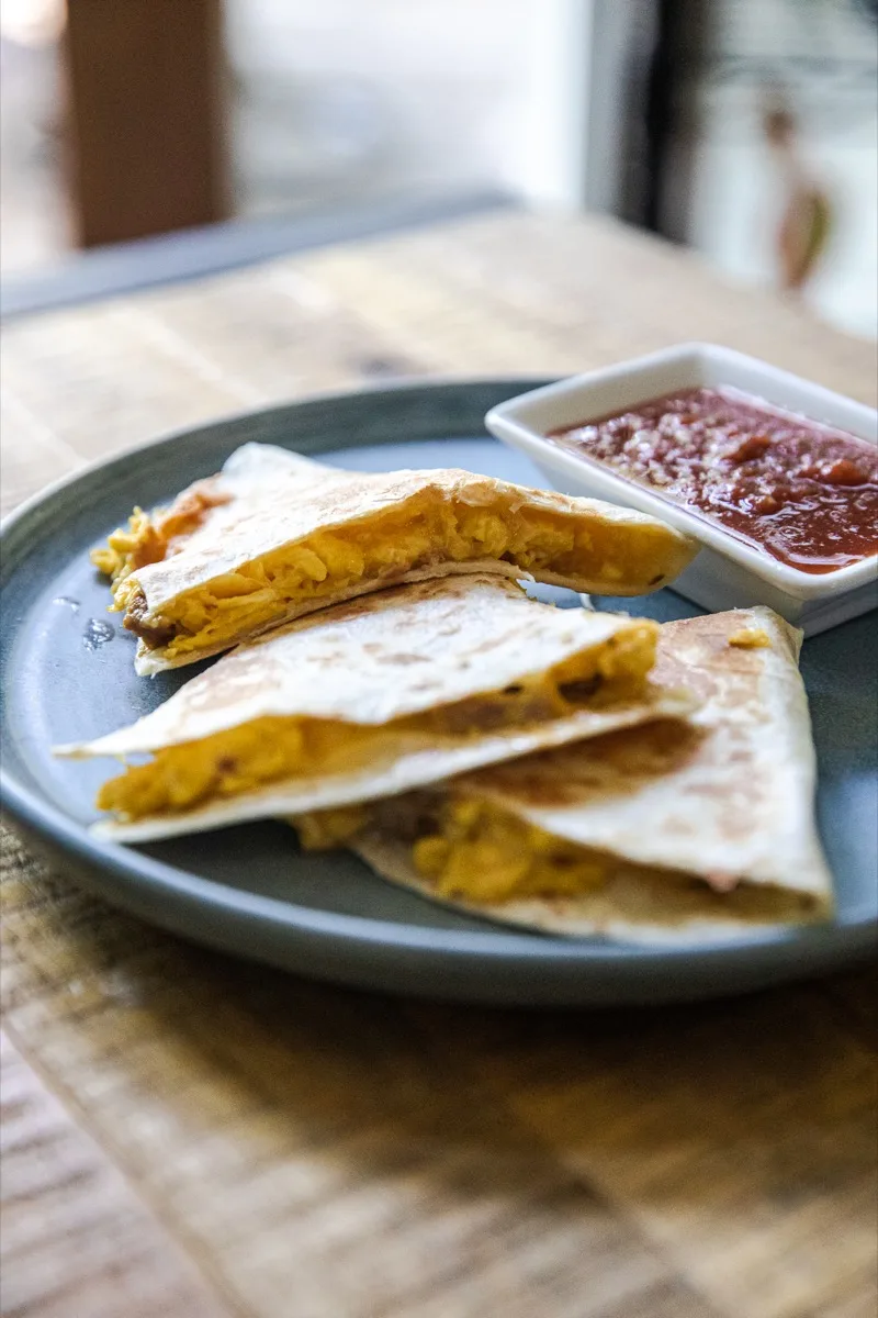 Breakfast Quesadillas with Andouille