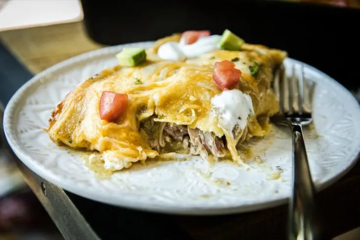 Smoked Chicken Chile Verde Enchiladas