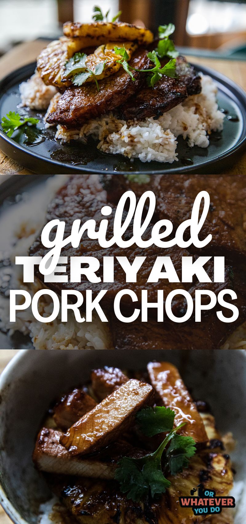 Grilled Teriyaki Pork Chops with Stir Fried Vegetables and Rice