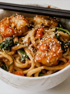 Shrimp Udon with Brown Butter Miso