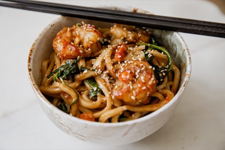 Shrimp Udon with Brown Butter Miso