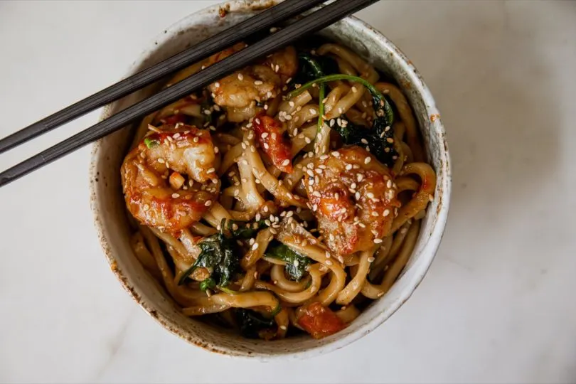Shrimp Udon with Miso Brown Butter