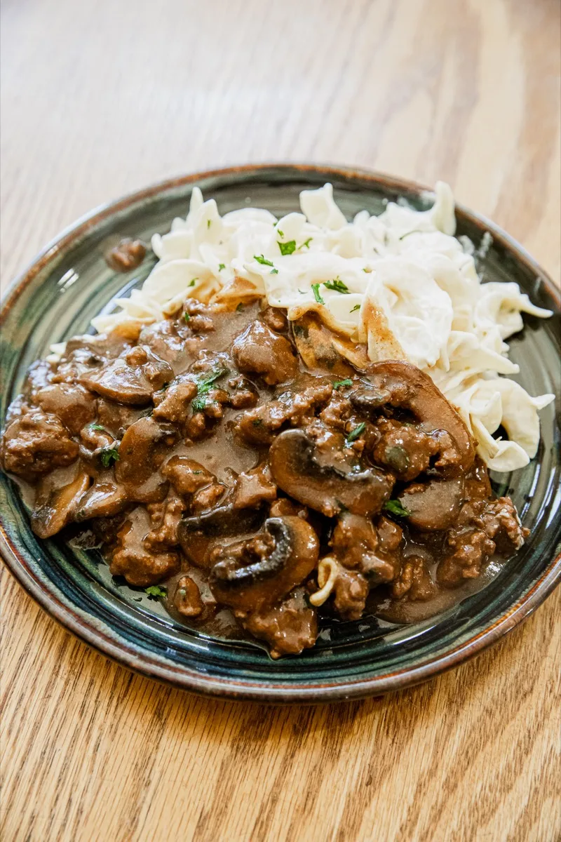Hamburger Gravy with Sour Cream Noodles