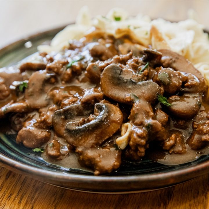 Hamburger Gravy with Sour Cream and Chive Noodles-image