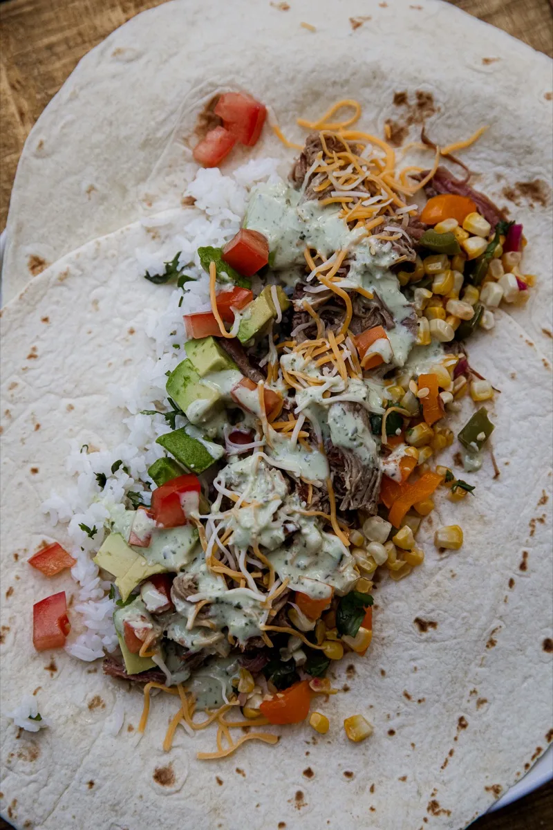 Smoked Cider-Braised Pork Burritos