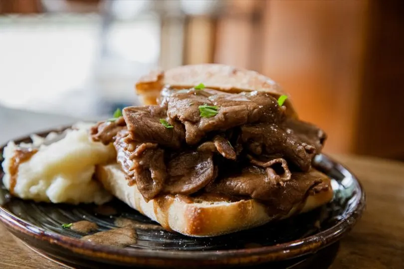 Homemade Hot Beef Sandwich