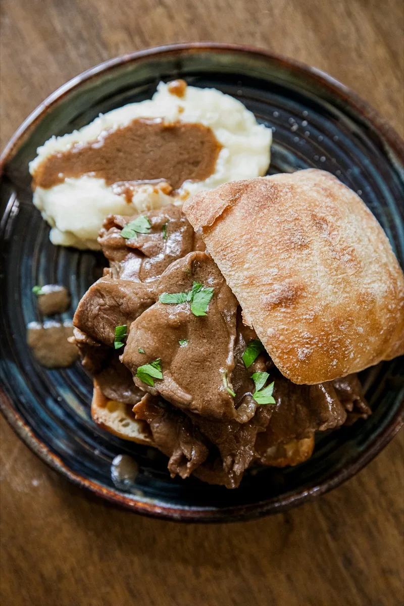 Homemade Hot Beef Sandwich