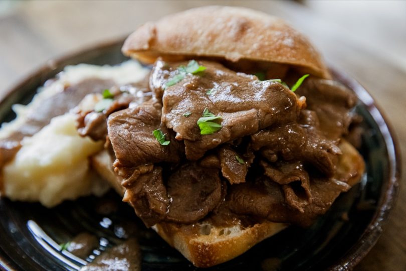 Homemade Hot Beef Sandwich