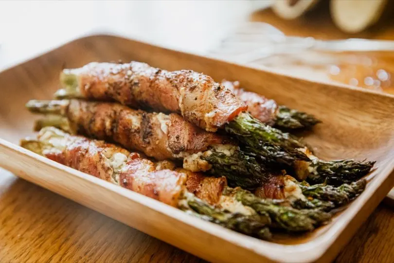 Traeger Grilled Bacon Wrapped Asparagus