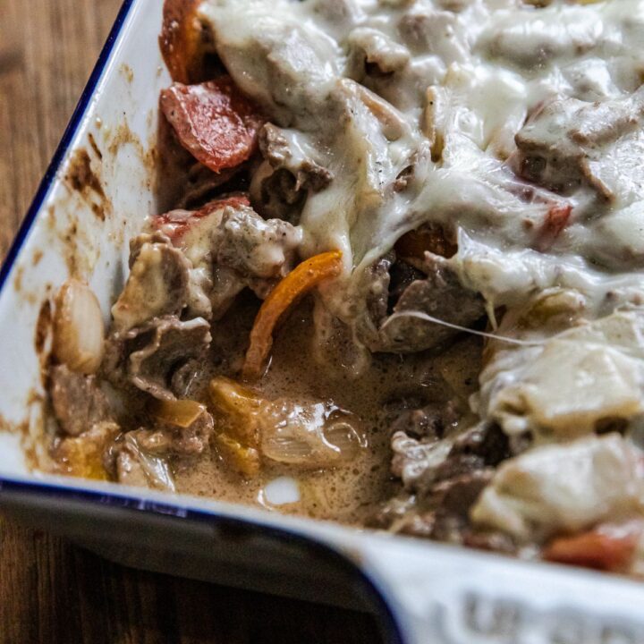 Traeger Smoked Philly Cheesesteak Casserole