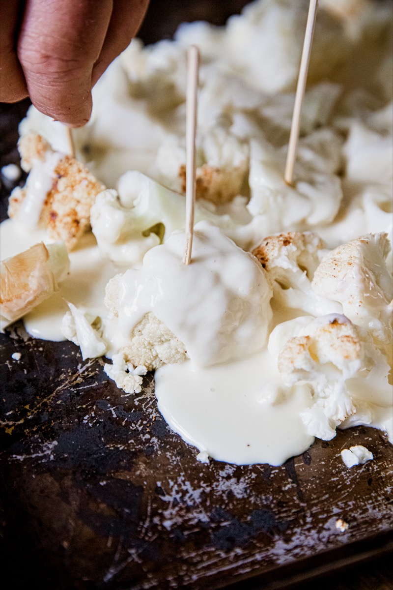 Smoked Cauliflower With Cheese Sauce