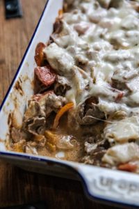 Traeger Philly Cheesesteak Casserole