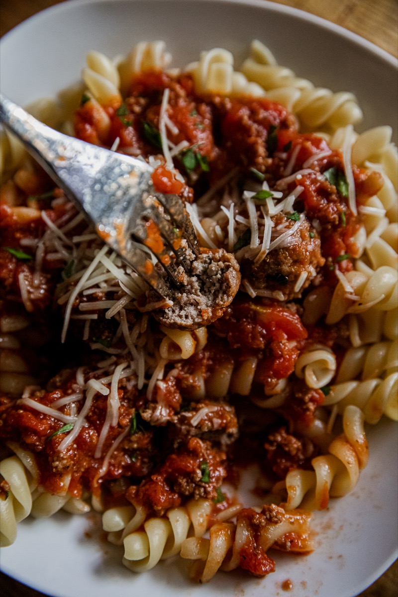 Rotini with Meatball Marinara