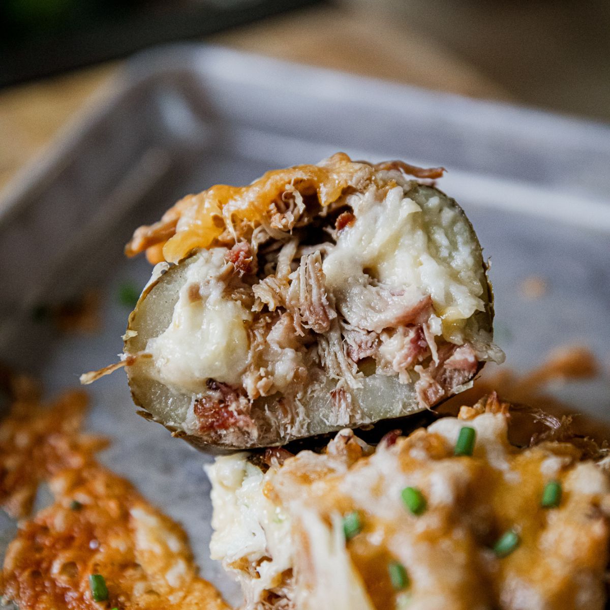 Pulled Pork Twice Baked Potatoes