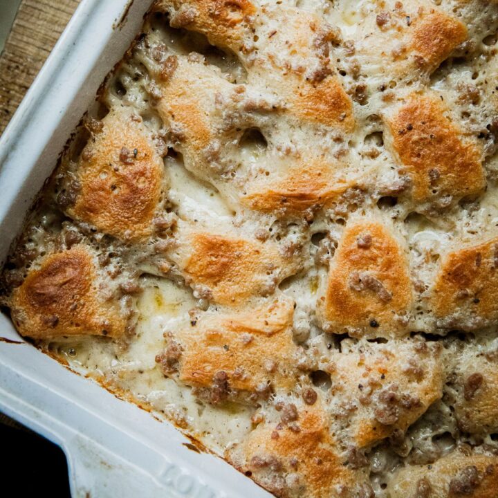Traeger Biscuits and Gravy Casserole