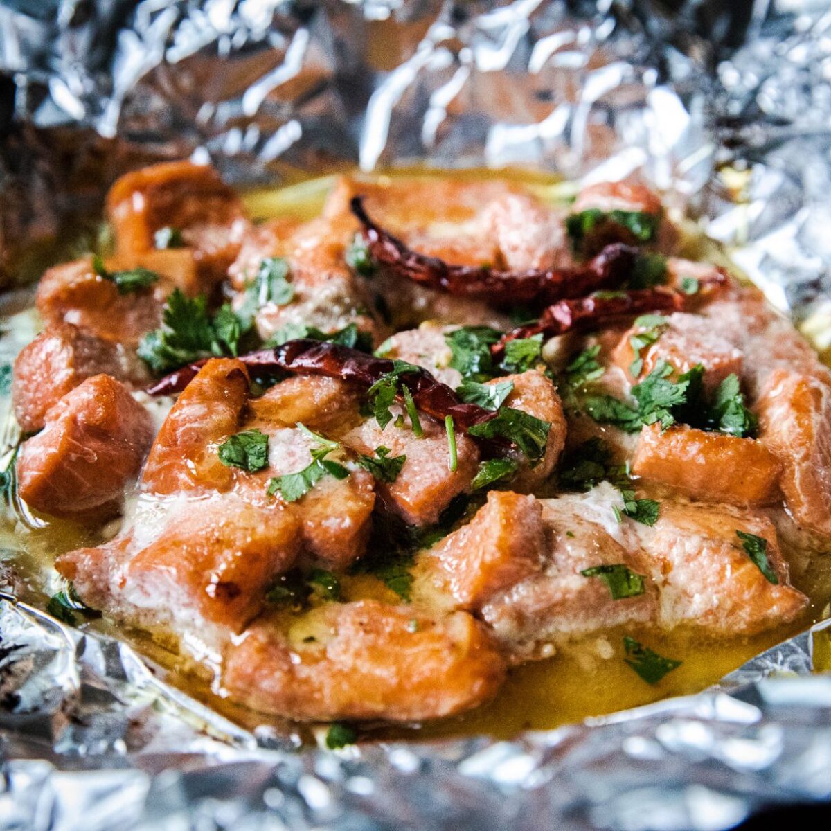 Air Fryer Hot Honey Salmon Bites