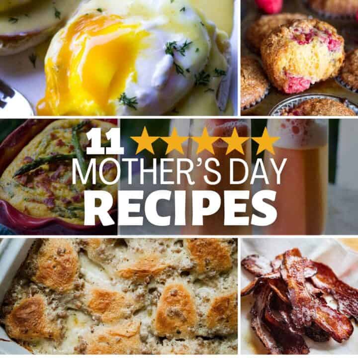 Eggs Benedict with runny yolk and fresh herbs, perfect for Mother's Day brunch.