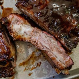 Delicious smoked prime rib bones with tender, flavorful meat and rich smoky aroma. Perfect for heart.