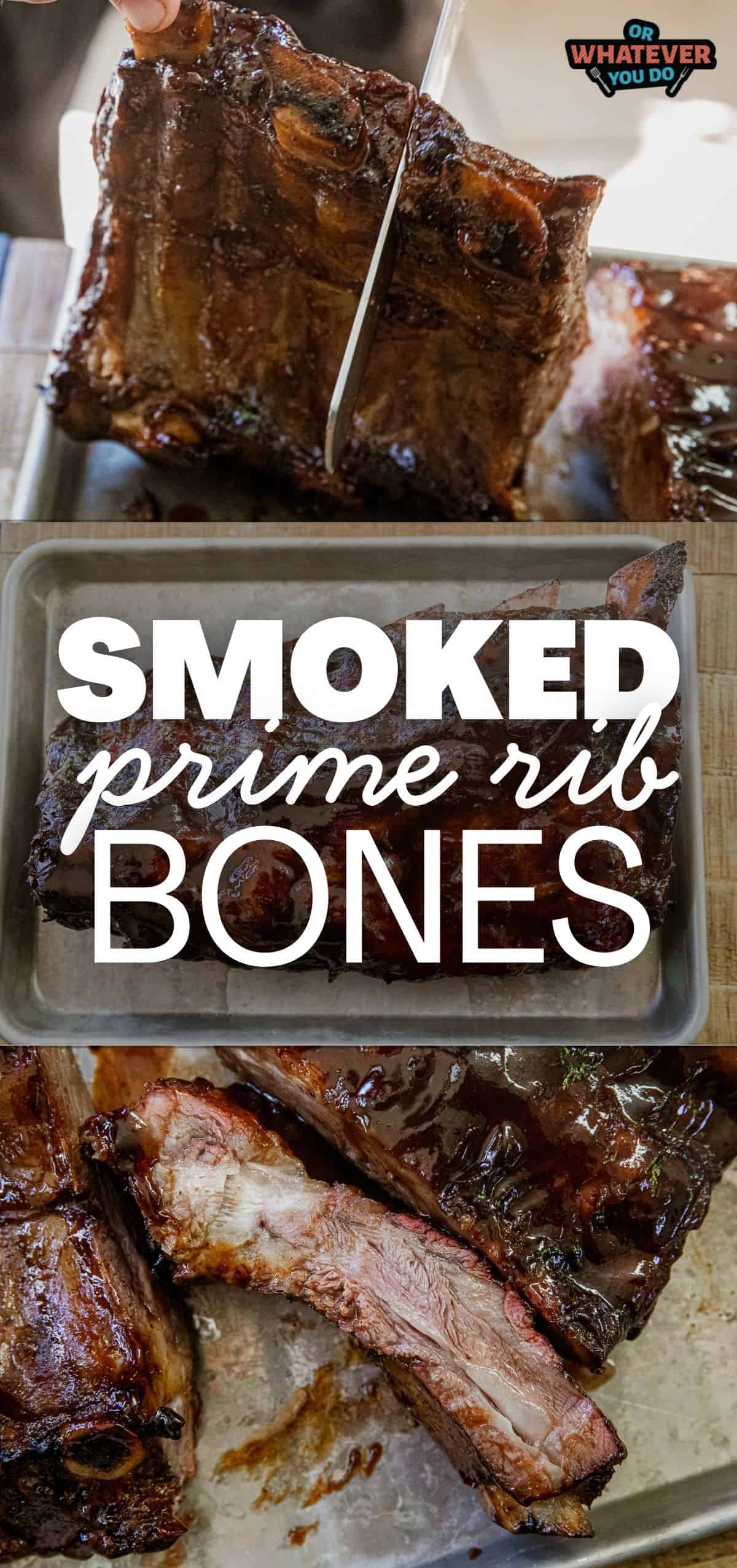 Juicy smoked prime rib bones with tender meat and rich flavor.