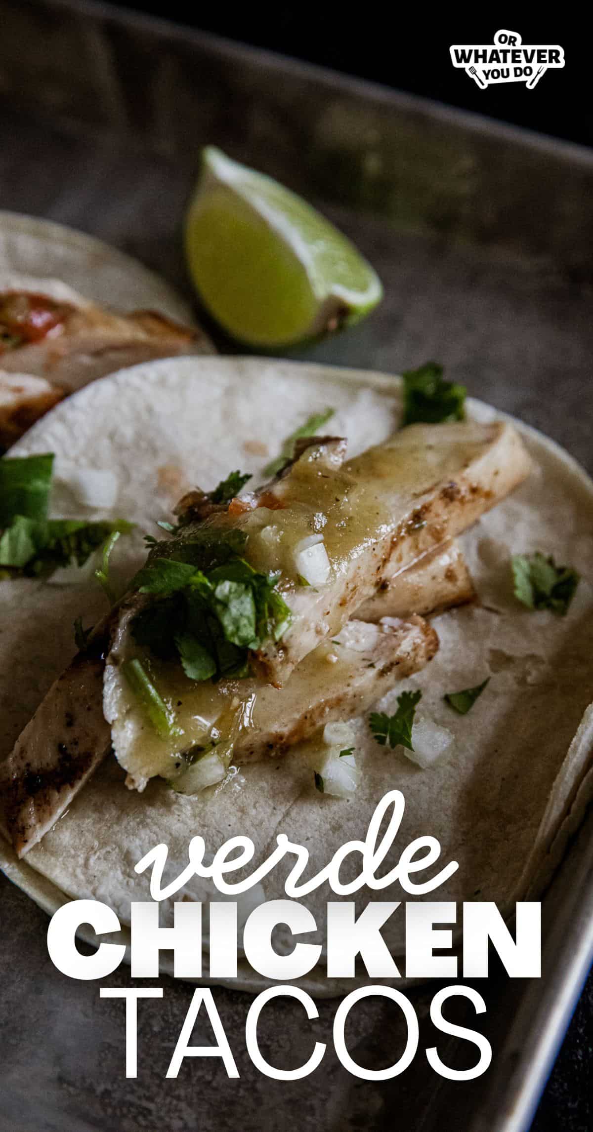 Delicious green chicken tacos with fresh herbs and lime for a flavorful meal. Perfect for a quick, h.