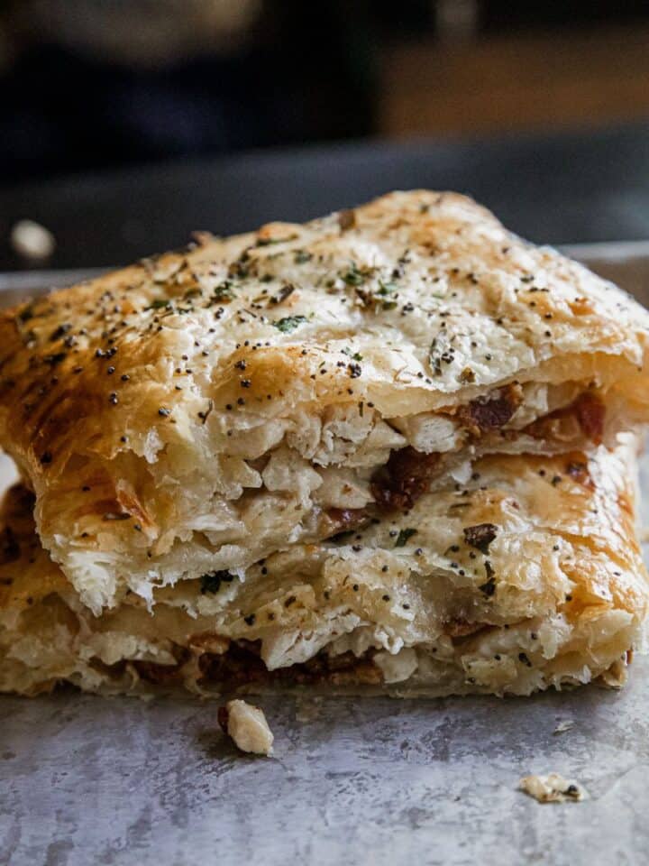 Delicious homemade Chicken Bacon Ranch Hot Pocket with crispy crust and savory filling. Perfect for.