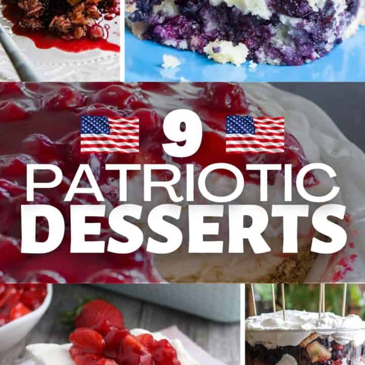 Patriotic desserts with red, white, and blue colors for celebrations.
