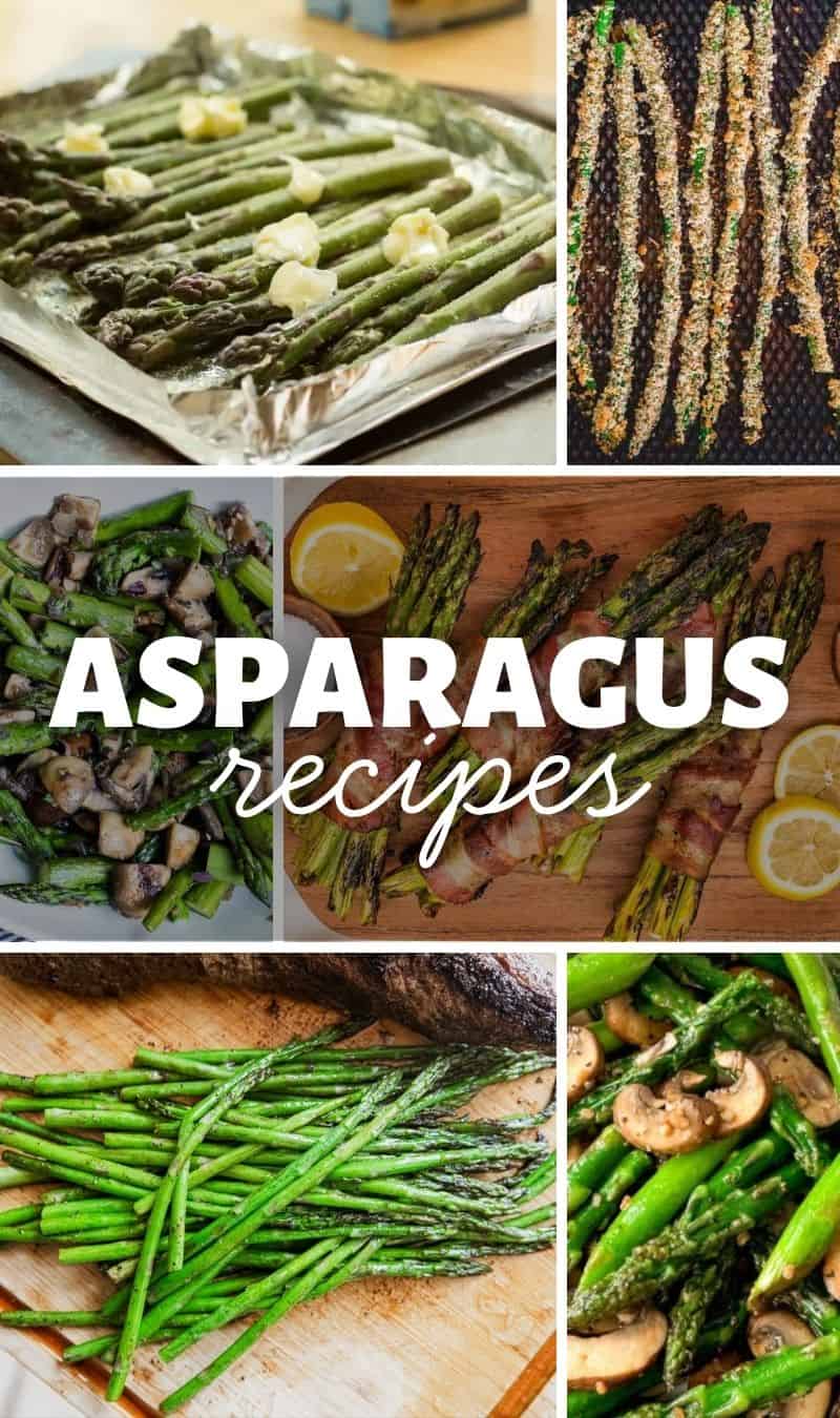 Collection of delicious asparagus dishes including roasted, grilled, and sautéed asparagus.