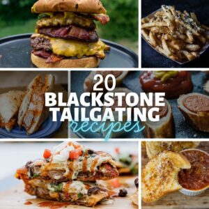 Collection of delicious tailgating foods including burgers, fries, and nachos.