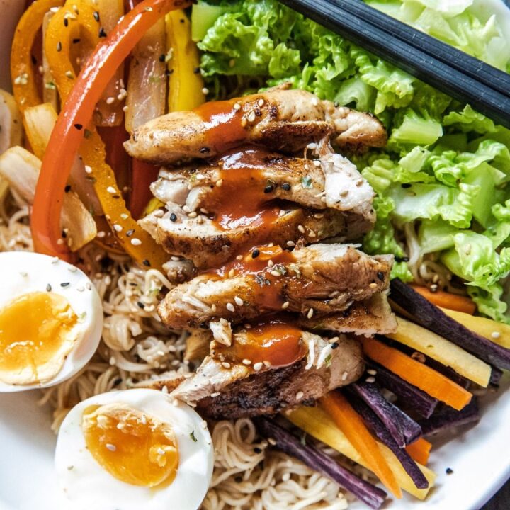 Blackstone Chicken Ramen Noodle Bowl