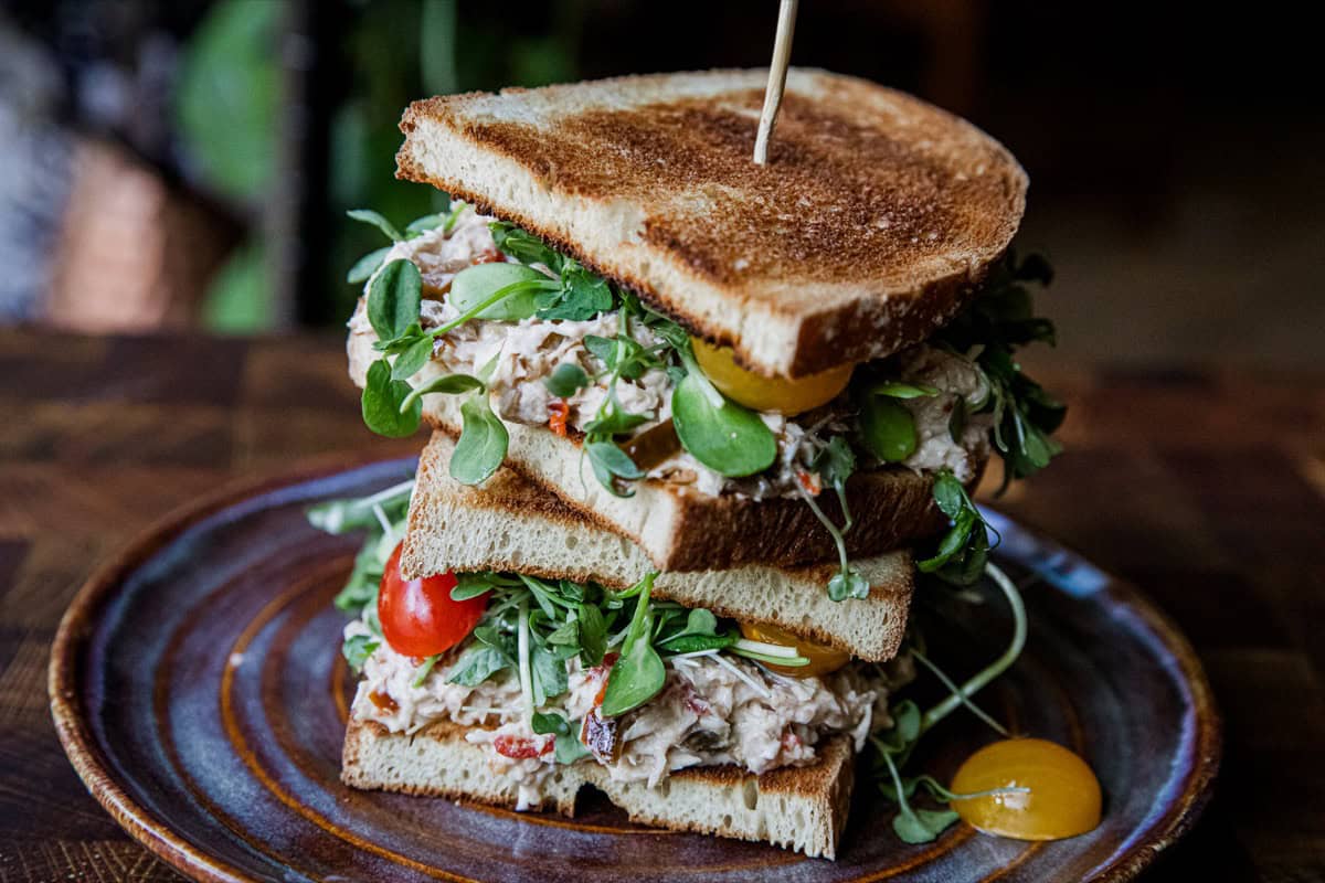 Cowboy candy tuna sandwich on a plate