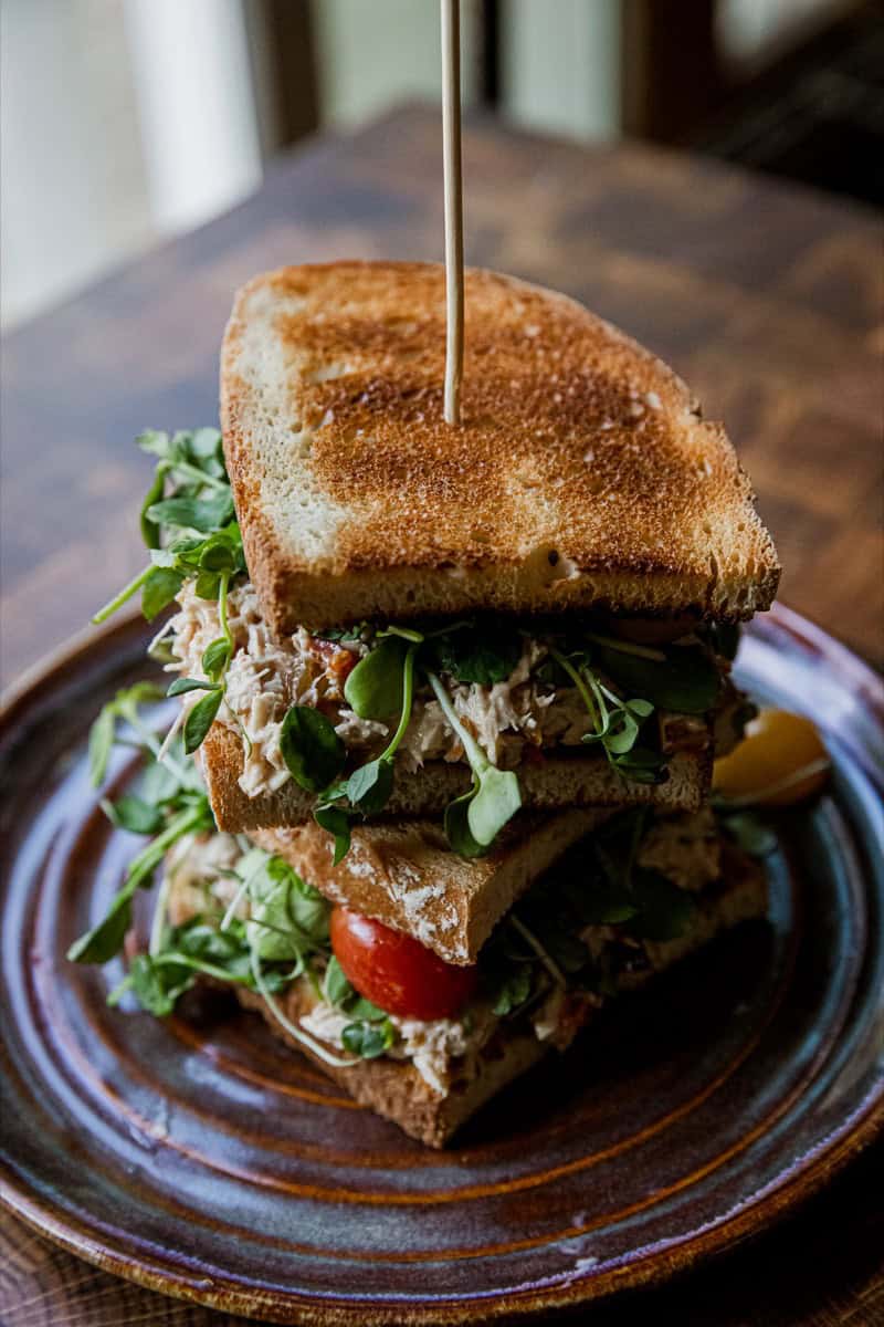 cowboy candy tuna salad sandwich on a plate