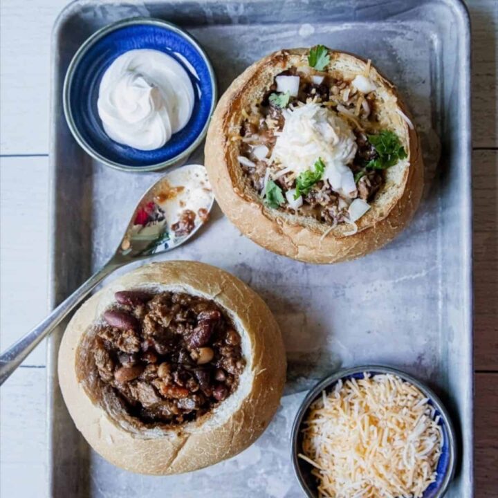 Venison Chili Bread Bowl
